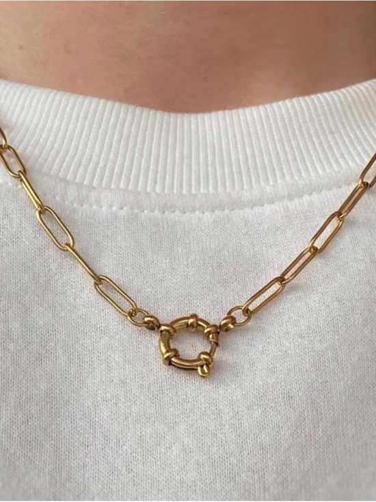 Jewelry - Gold Paperclip Link Necklace with Spring Ring Clasp